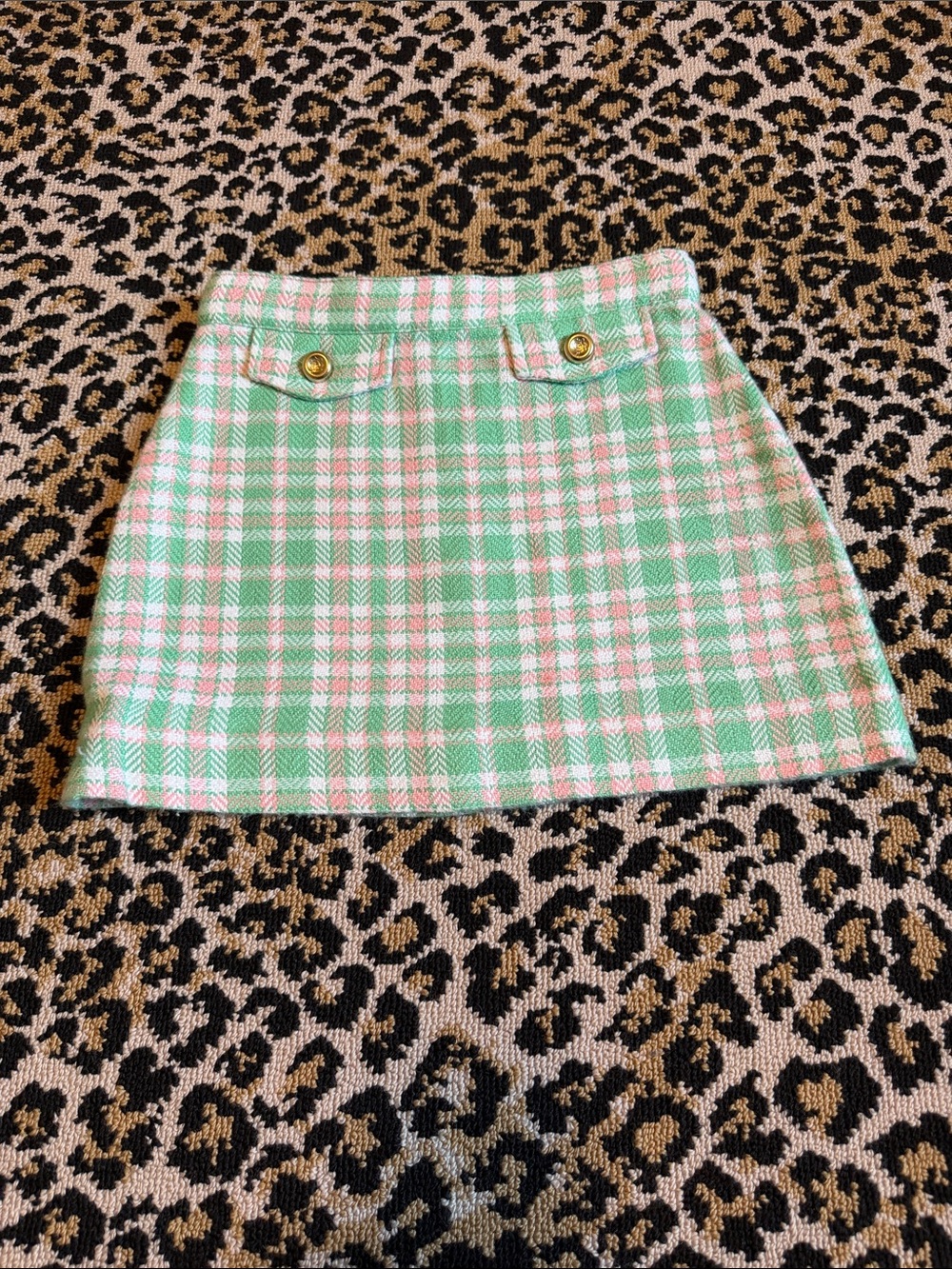 The Beaufort Bonnet Company Mint and Pink Plaid A-Line Skirt, size 7